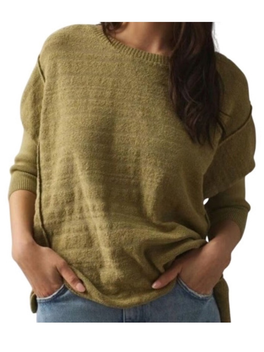 Anthropologie Pilcro Olive Moss Green Oversized Slouchy Relaxed Fit Knit Sweater